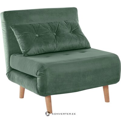 Tumši zaļa krēsla gulta (guļam)