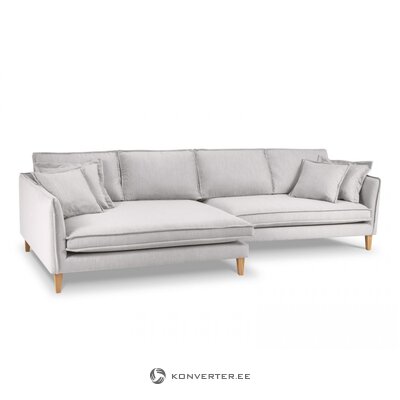 Kampinė sofa (provansas) christian Lacroix šviesiai pilka, struktūrinis audinys, natūralus buko mediena, kairė