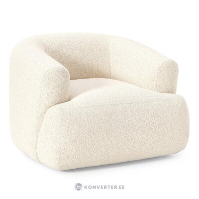 Vaaleanbeige bouclé-nojatuoli (sohva) kosmeettisilla virheillä