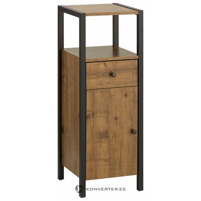 Low dark solid wood cabinet with metal frame