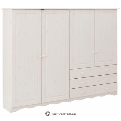 White wide low wardrobe made of solid wood (mini)