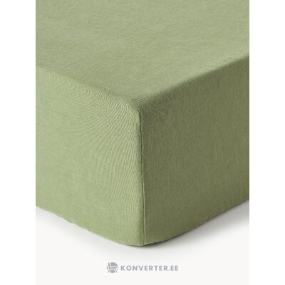 Green linen fitted sheet (airy) 90x200