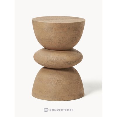 Brown round solid wood coffee table (benno) with a cosmetic flaw