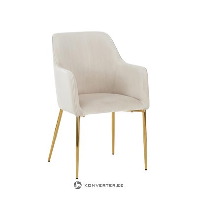 Beige-gold velvet chair with armrests (opening) intact