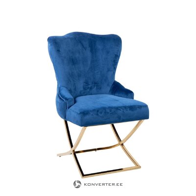Mėlynos spalvos aksomo dizaino fotelis bruny (ethan chloe) nepažeistas