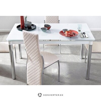 White glass extendable dining table gloria