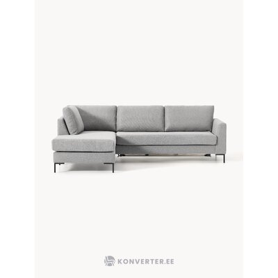 Harmaa kulmasohva (luna) kosmeettisilla virheillä