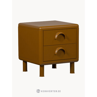 Коричневая прикроватная тумбочка из дерева (дерева) с косметическими изъянами.