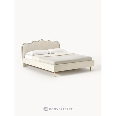 Gaiši bēša polsterēta gulta (Romy) 160x200