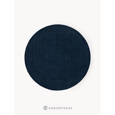 Tamsiai mėlynas vilnonis apvalus kilimas (Mason) D=250