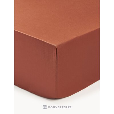 Terrakotanvärinen puuvillainen lakana kuminauhalla. Lakana (Premium) 90x200