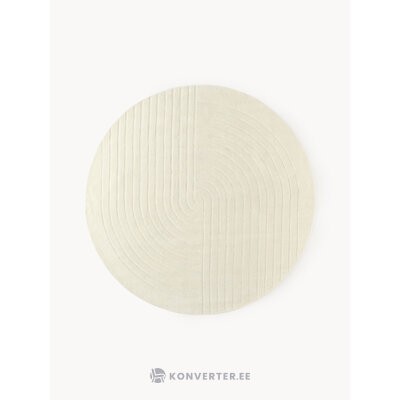 Light Beige Round Patterned Wool Rug (Mason)D=120