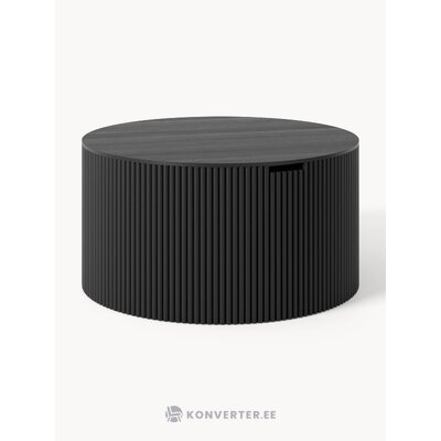 Juodas apvalus medžio masyvo kavos staliukas (Nele)