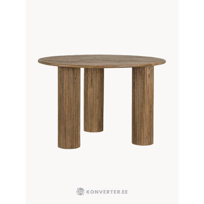 Pyöreä ruskea massiivipuusta valmistettu ruokapöytä Dacc (Bizzotto), halkaisija 120