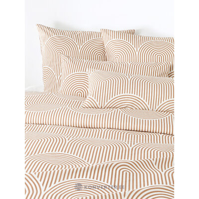 Beige raidallinen puuvillapussilakana (Arcs) 135x200