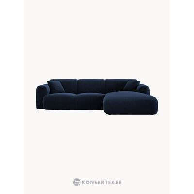 Tamsiai mėlyna aksominė kampinė sofa Nolio (Besolux)