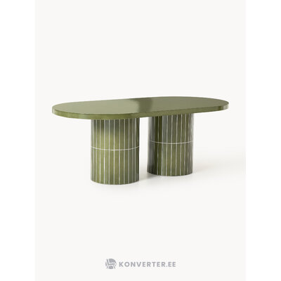 Oval Olive Green Garden Dining Table (Saya)200x100