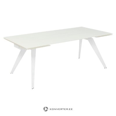 Valkoinen lasi jatkettava design ruokapöytä amsterdam (kare design) 200-290x100 ehjä