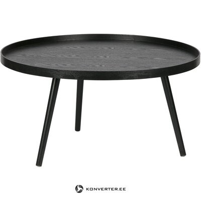 Juodas kavos staliukas (medinis) su grožio trūkumais.
