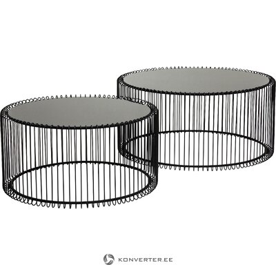 A set of metal coffee tables with wire (kare design) aesthetic flaws.