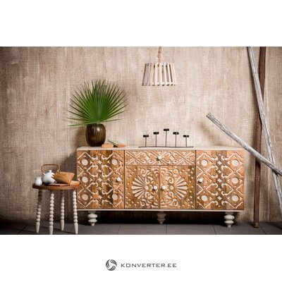 Light brown Arabic design solid mango chest of drawers spring