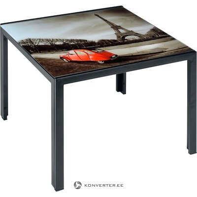 Black coffee table with a picture