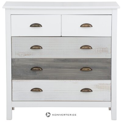 Gray-white solid wood chest of drawers (80cm) (pilatsus)
