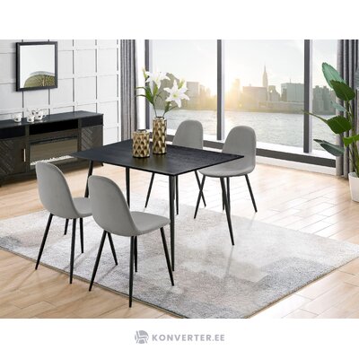 Light brown dining table + 4 gray chairs (eadwine) (set, 5 pcs)