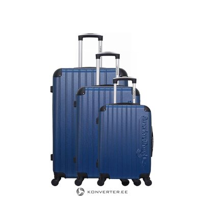 Sininen 3 kappaleen matkalaukkusarja Budapestista (tuotemerkin kehitys), ehjä