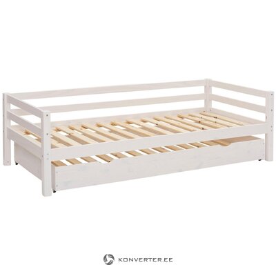 Белая массивная деревянная кроватка с ящиком (альпийская)