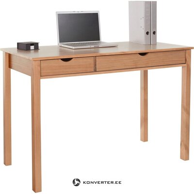 Brown solid wood desk with serious beauty flaws