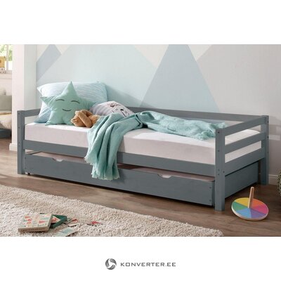 Gray solid wood cot with drawer (alpine)