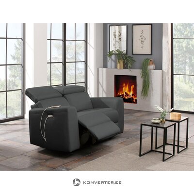 Tumši pelēks divvietīgs dīvāns ar relaksācijas funkciju (sentrano)