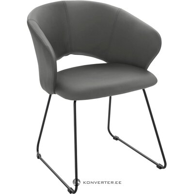 Juodai pilka odinė valgomojo kėdė su metaliniu rėmu (plymouth)