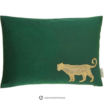 Зеленая бархатная подушка с леопардовым принтом (коллекция hd) в целости и сохранности