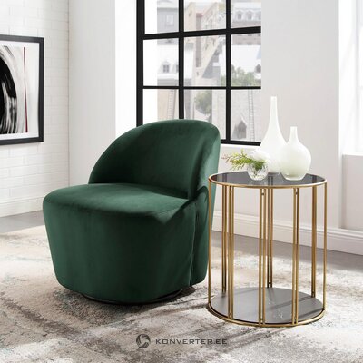 Green velvet design armchair (slide)