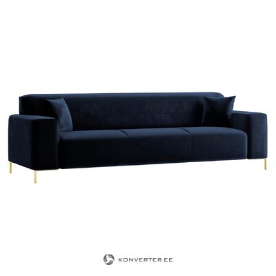 Tumši zils samta dīvāns ar Modena skaistuma trūkumu