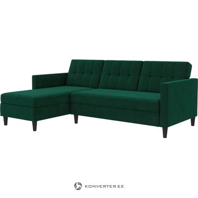 Темно-зеленый бархатный угловой диван-кровать хартфорд весь
