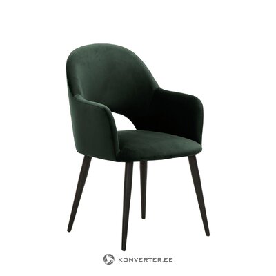 Dark green velvet chair with armrests (Rachel), intact