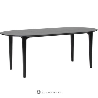 Juodas ovalus medžio masyvo pietų stalas (archie) nepažeistas