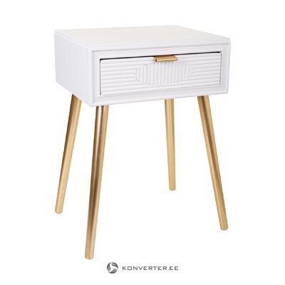 White-gold design nightstand (evegny) with beauty flaws.