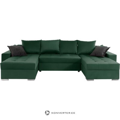 Žalia aksominė kampinė sofa-lova josy nepažeista