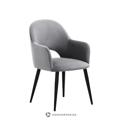 Dark gray velvet chair with armrests (rachel) with cosmetic defects