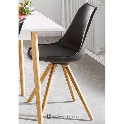 Black design chair on wooden legs