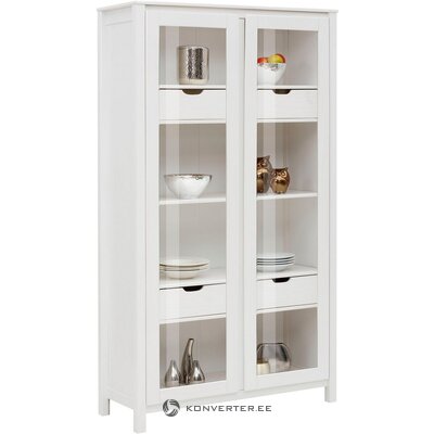 White solid wood display cabinet with glass doors (kubo)