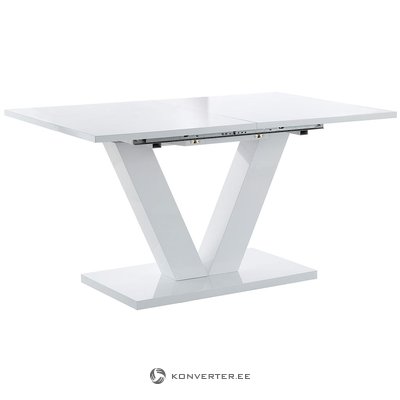 White high-gloss expandable dining table