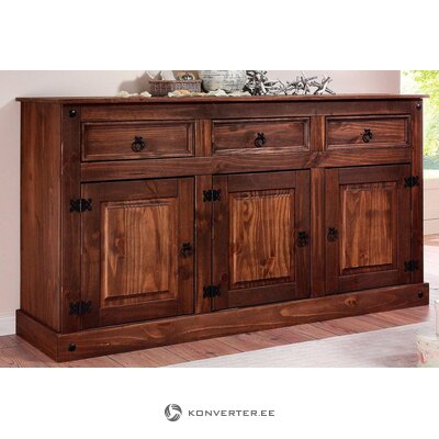 Dark brown solid wood wide chests of drawers