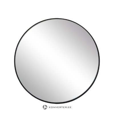 Зеркало настенное круглое в черной металлической раме (плющ) d=30см целое