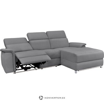 Серый угловой диван с функцией релаксации жемчуг весь