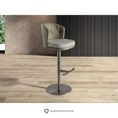 Swivel Chair with Dark Green and White Fabric and Olive Green Faux Leather (Angel Cerda)